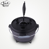 户外铸铁野营锅荷兰锅加厚无涂层吊锅炖锅汤锅野炊生铁锅出口原单