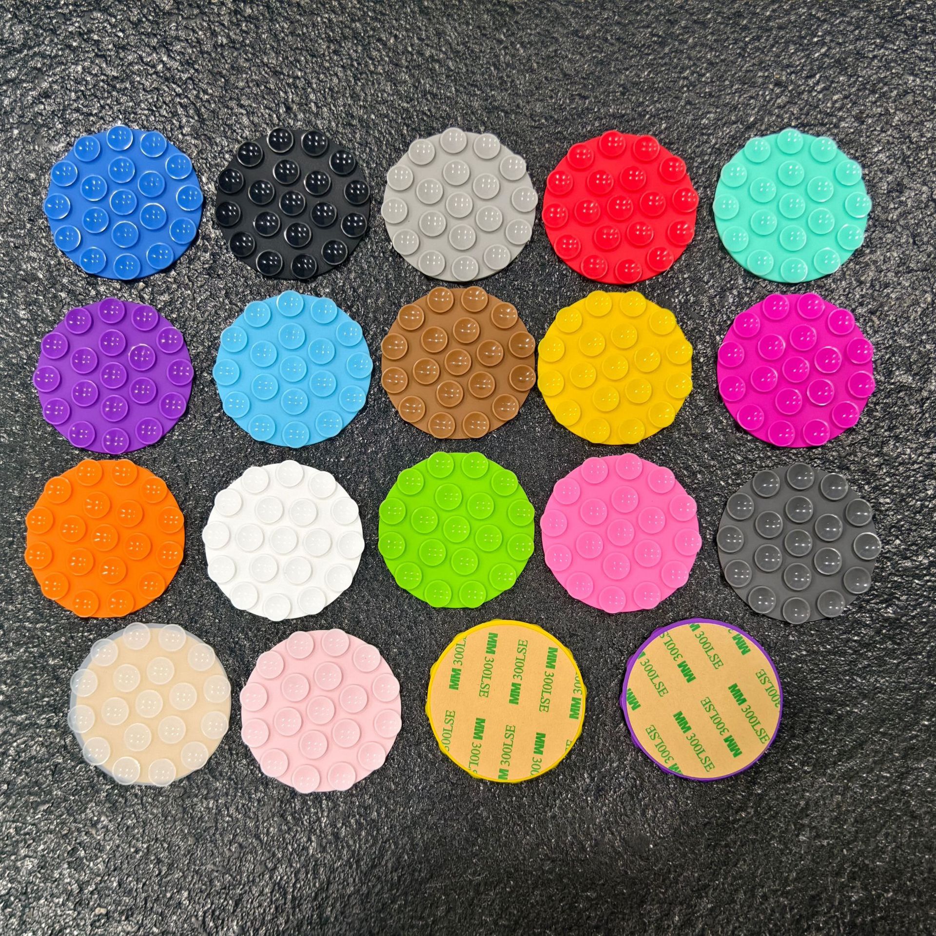 新款单面硅胶吸盘19粒圆形单面硅胶吸盘防滑手机支架粘贴物品