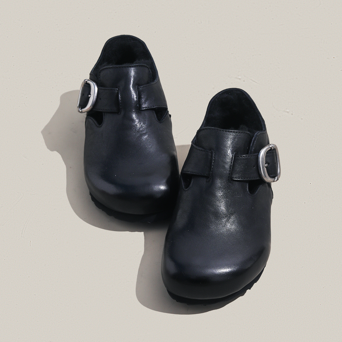 周周推荐~全牛皮黑色勃肯鞋女2025冬季爆款百搭软面休闲小皮鞋