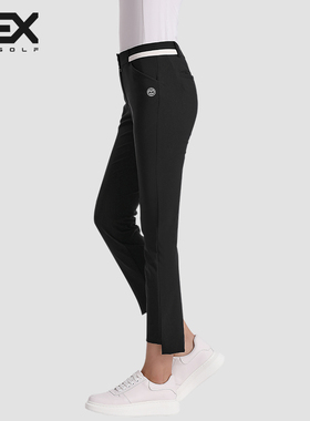 DEXGOLF高尔夫夏季女士低腰弹力修身薄款运动休闲九分裤女装黑色