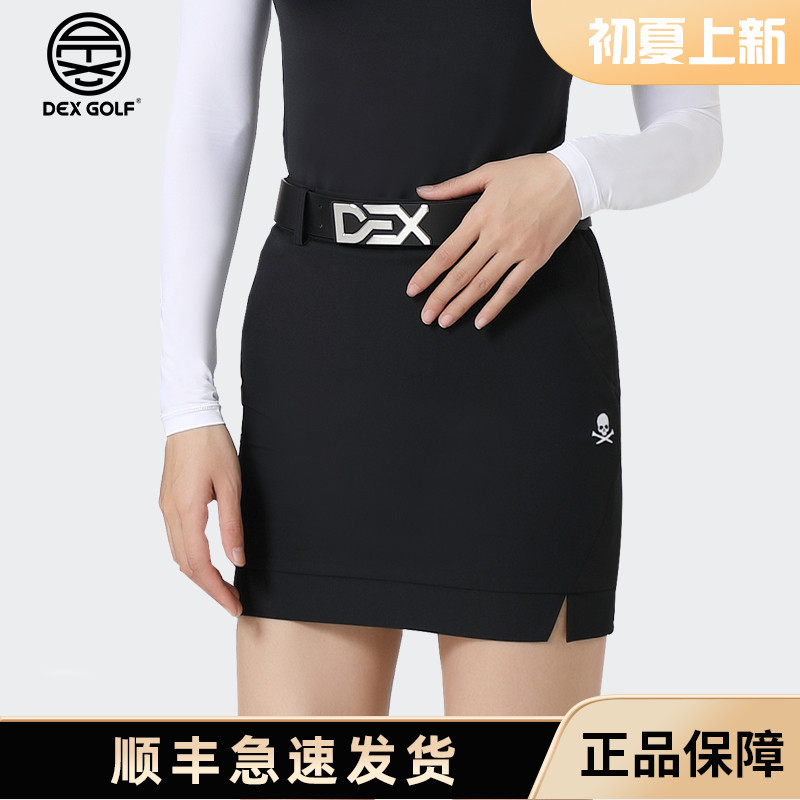 DEXGOLF韩国高尔夫服装女士夏开叉包臀裙运动休闲短裙黑色半身裙-封面