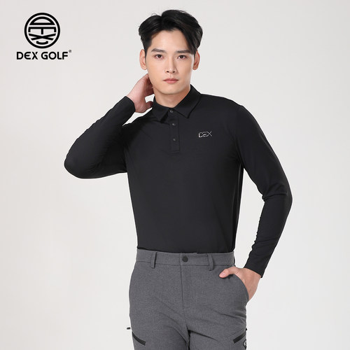 DEXGOLF韩国高尔夫服装男士冬款特色logo烫钻长袖修身保暖打底衫
