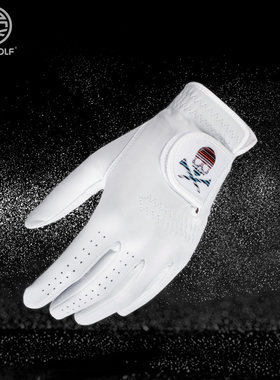 DEXGOLF进口高尔夫真皮手套防滑耐磨皮手套男女可用左手 单只白色