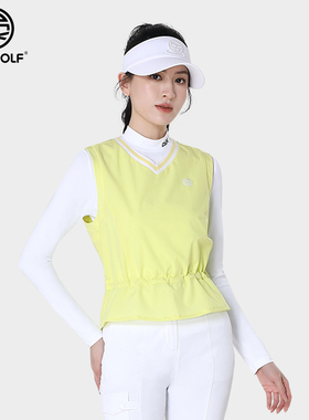 DEXGOLF韩国高尔夫服装女士春秋款鸡心领收腰修身马甲外搭舒适