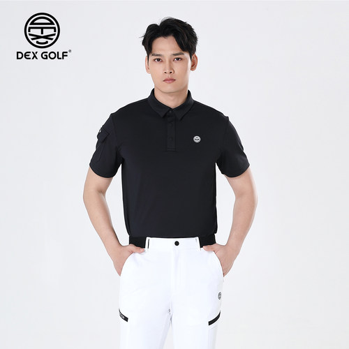 DEXGOLF韩国高尔夫服装男士夏季经典简约翻领POLO衫商务休闲上衣