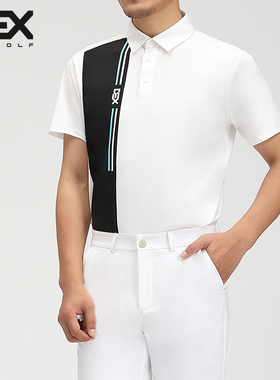 DEXGOLF高尔夫服装男士白色短袖T恤防紫外线冰丝速干贴身上衣黑色