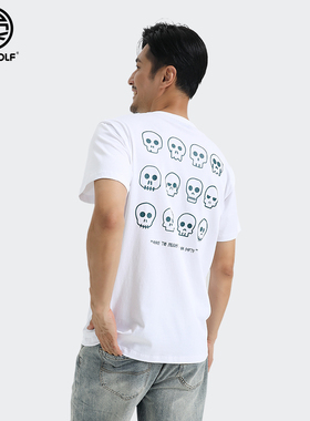 DEXGOLF韩国潮流短袖高尔夫运动t恤男士夏季个性印花宽松简约上衣