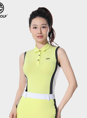 DEXGOLF韩国高尔夫服装女士夏季时尚修身无袖Polo衫显瘦百搭上衣