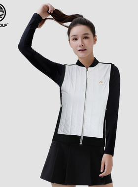 DEXGOLF高尔夫服装女黑色马甲秋冬新款保暖坎肩短款运动外套白色
