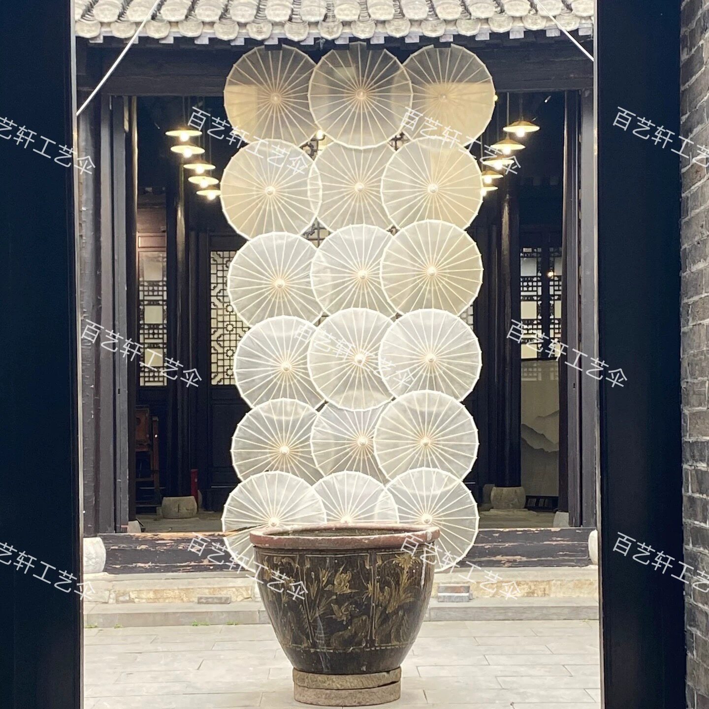 新中式白色油纸伞装饰墙防雨小院改造装饰伞古风汉服摄影道具伞
