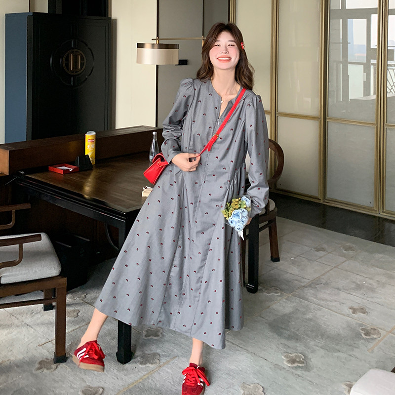 2026春装！韩系西装裙灰色小V领植绒连衣裙8601-P125-K188,女装连衣裙,2C186