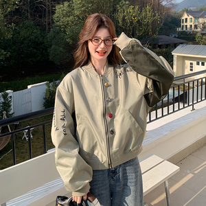 2026春装！印花彩扣撞色棒球服绿色夹克外套8616-P145-K218图片