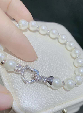 水晶珍珠项链爱心万能扣接头DIY