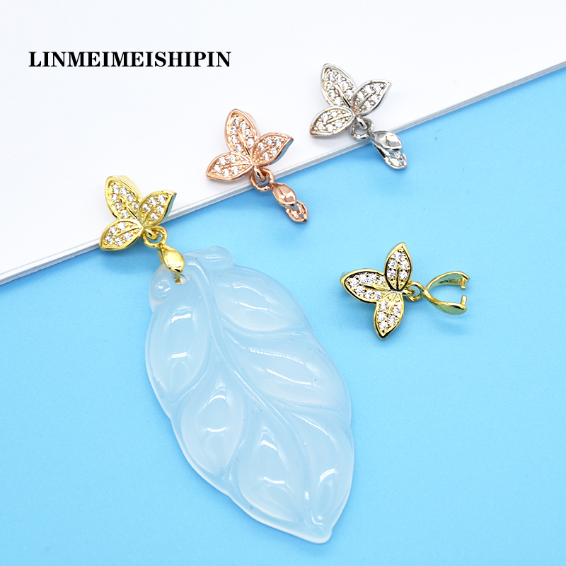 吊坠扣925半银水晶夹扣翡翠玉扣瓜子扣头玉佛男女项链扣子diy配件