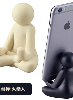 创意日式风黑白手机支架树脂摆件