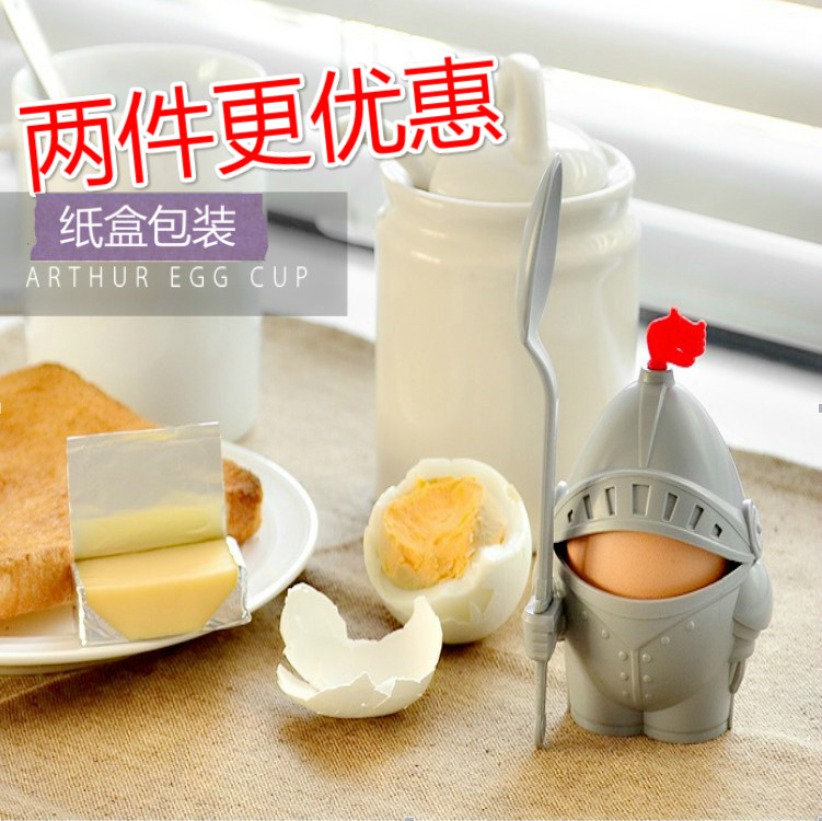 创意亚瑟鸡蛋杯托带勺子铠甲战士鸭蛋托骑士杯托斯巴达勇士托蛋器