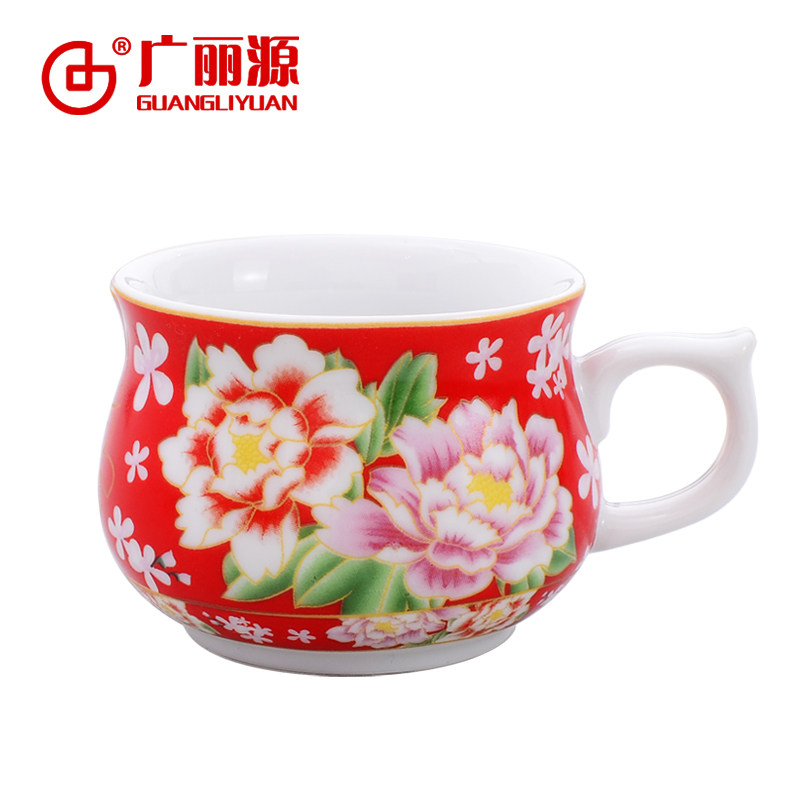 广丽源婚庆喜庆陶瓷茶杯小咖啡杯 结婚茶具茶杯喜杯敬茶杯带手柄