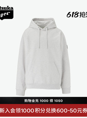 Onitsuka Tiger鬼塚虎男女连帽卫衣花灰色时尚休闲长袖上衣