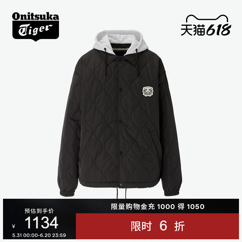 Onitsuka Tiger鬼塚虎男女同款休闲舒适棉服时尚连帽夹克外套