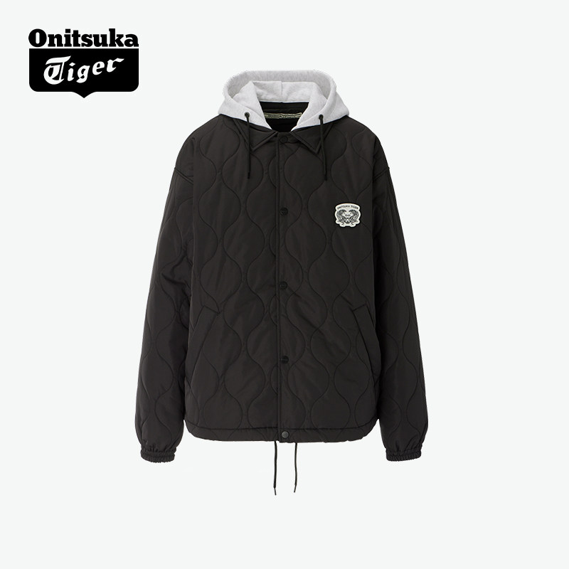 Onitsuka Tiger鬼塚虎男女同款春季休闲舒适棉服时尚连帽夹克外套