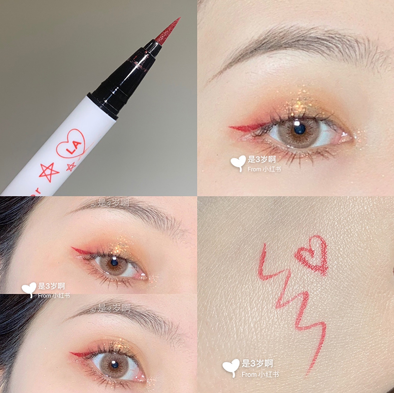 现货Colourpop卡拉泡泡 BFF液体彩色眼线笔  红白色眼线液try me