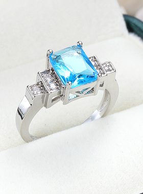 欧美流行时尚方形宝石戒指