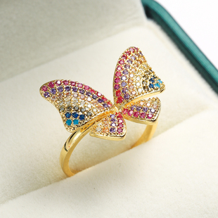 高级感气质仙气蝴蝶结开口戒指女时尚个性日系轻奢小众精致食指戒