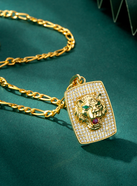 设计感轻奢国潮金属狮子头霸气时尚个性男士潮流简约头男女锁骨链