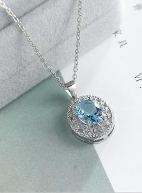 日韩风百搭圆形水晶不褪色短项链
