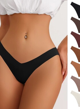 欧美无痕冰丝内裤女士低腰大码三角裤纯棉裆透气提臀瑜伽运动内裤