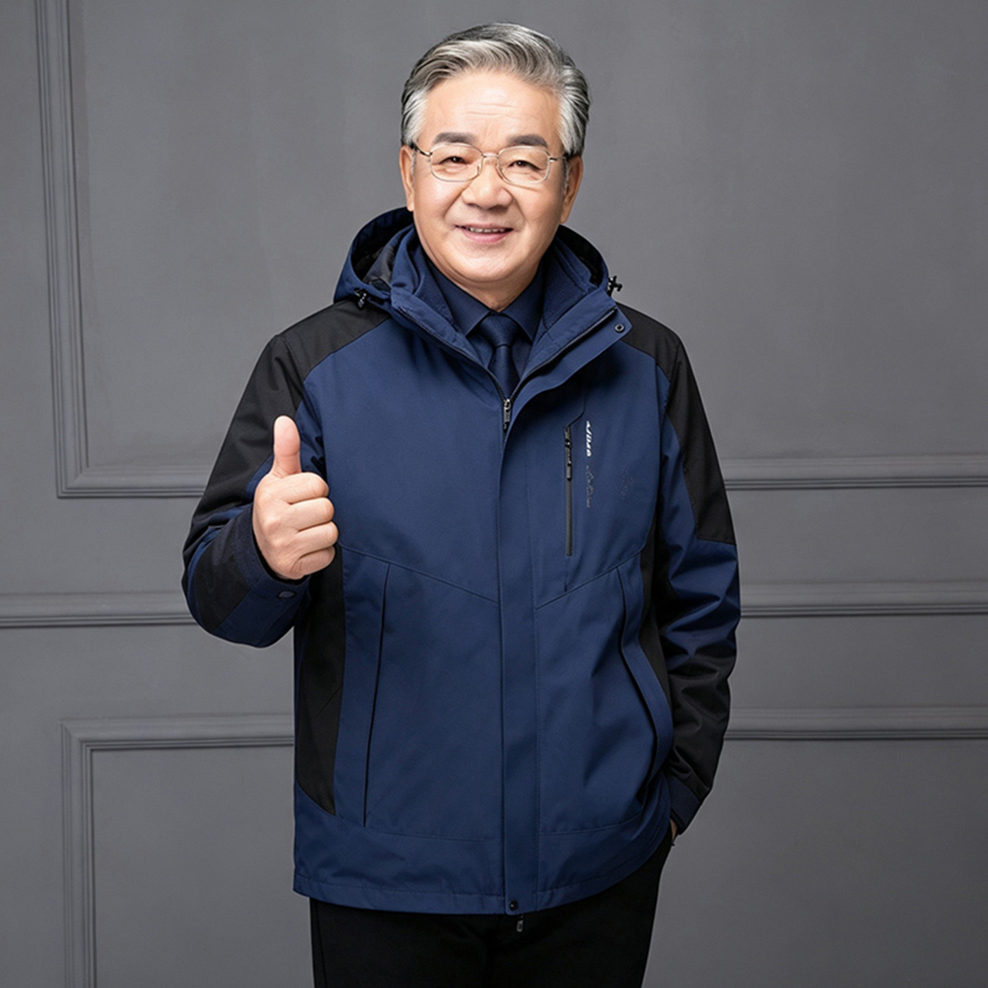 中老年男士加绒可脱卸夹克