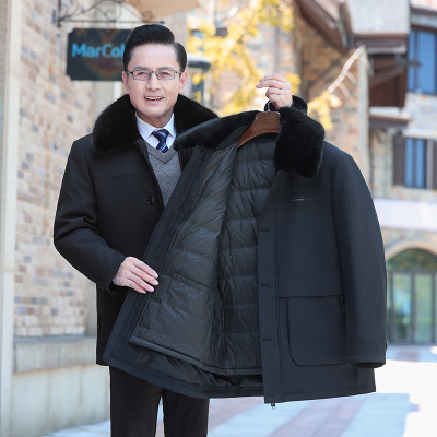 爸爸装加厚保暖羽绒服男款冬季