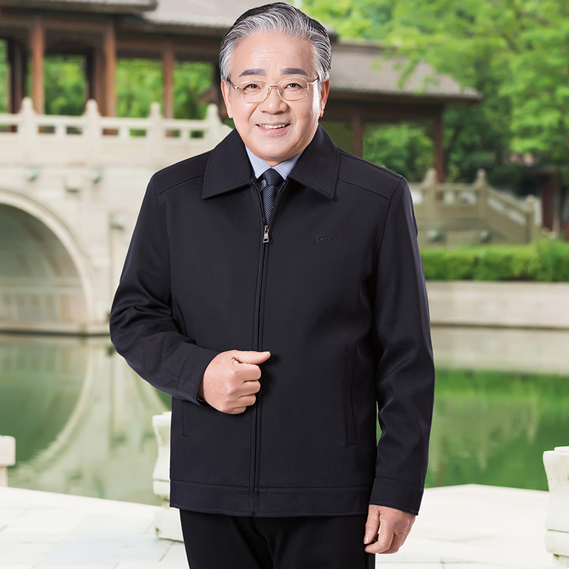 中老年夹克男爸爸外套春秋季薄款老人外套男春装60-70-80岁爷爷装