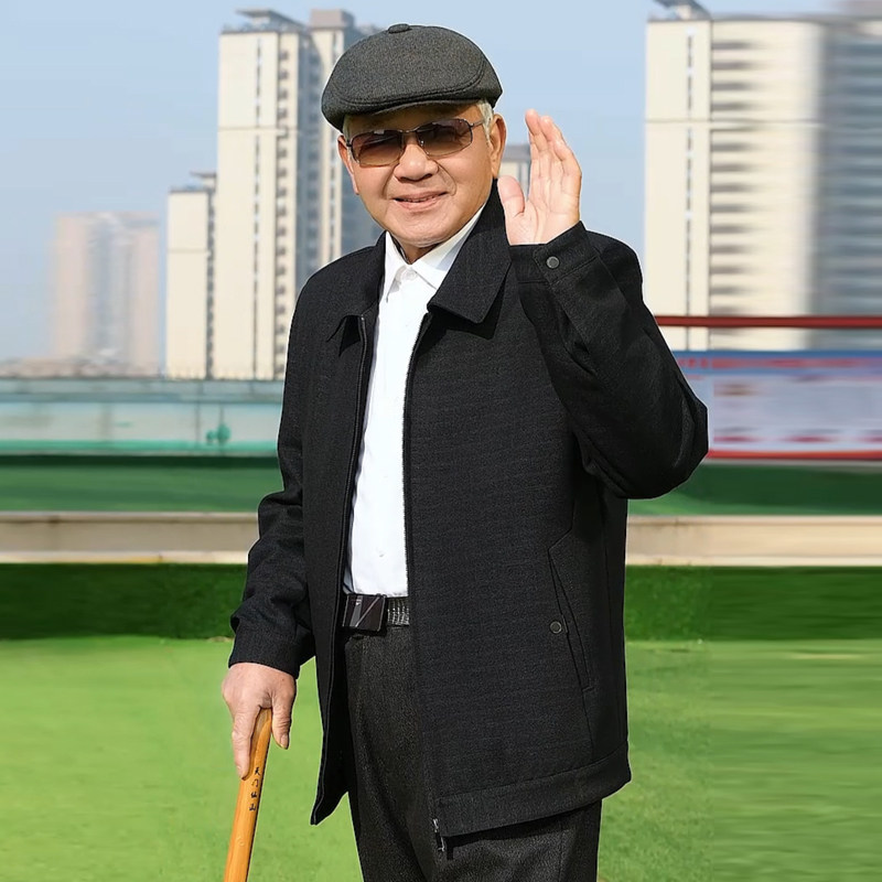 行政夹克男士2025春秋季新款翻领中年爸爸装春装商务休闲拉链外套