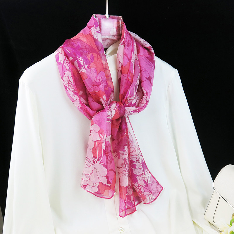 绝美！100%桑蚕丝丝巾好看极了