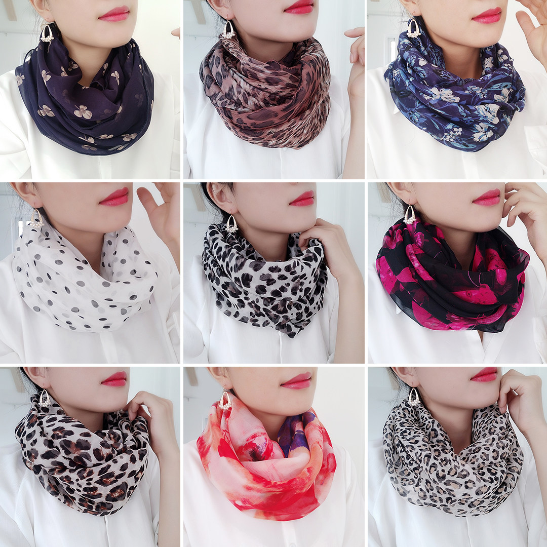 很时尚！真丝围脖两圈!四季通用