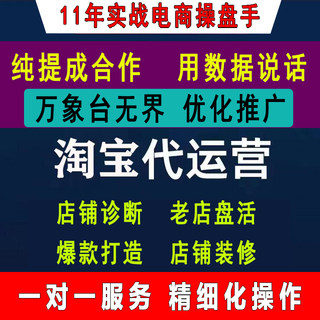 淘宝代运营纯提成个人天猫指导整网店铺万相台推广托管优化新开店