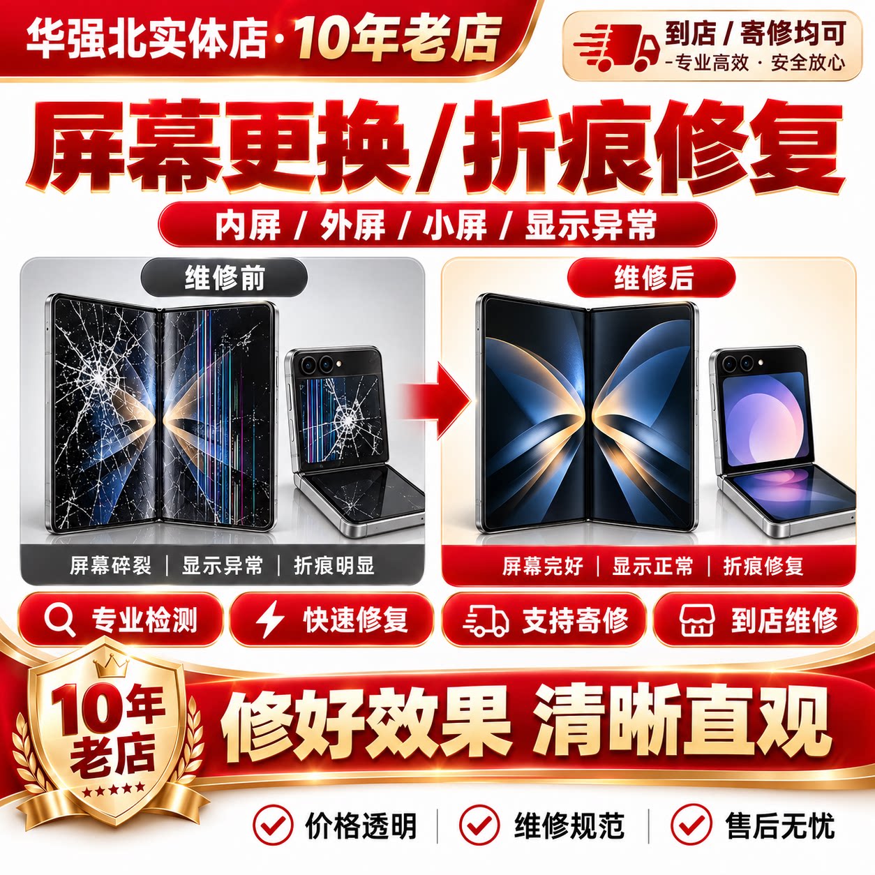 三星折叠手机维修zflip6屏手机零部件