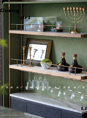 大广 酒柜酒杯摆件高级感客厅样板房壁柜软装饰品设计师新中式风