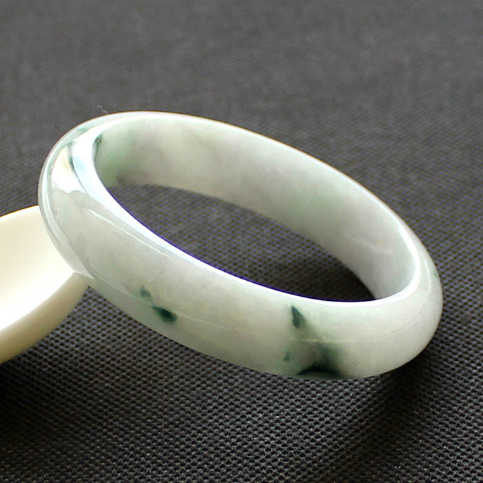 老坑翡翠飘花手镯A货冰糯种白底飘绿花玉镯翡翠手镯特价正品女58