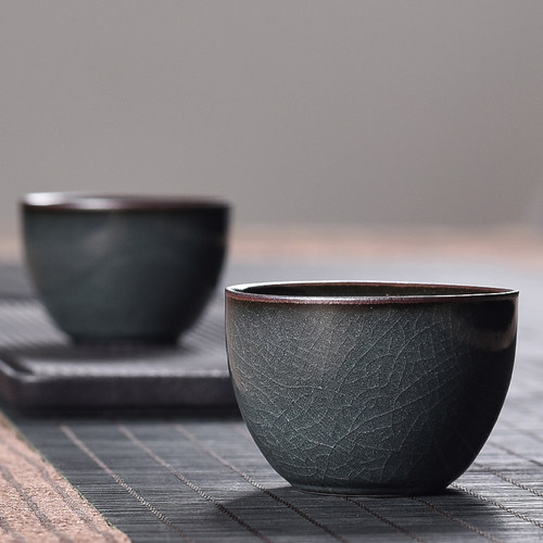 龙泉青瓷主人杯哥窑铁胎冰裂纹茶杯陶瓷功夫茶具品茗杯泡茶喝茶杯