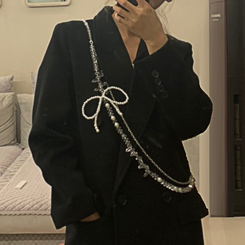 蝴蝶结 链条肩链腰链斜挎链串珠 仿水晶包包配饰搭配衣服小众时尚,饰品/流行首饰/时尚饰品新,链条,淘宝优惠券,粉丝福利购,淘宝优惠卷