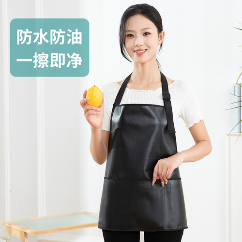 软皮革简约是防水防油短款围裙