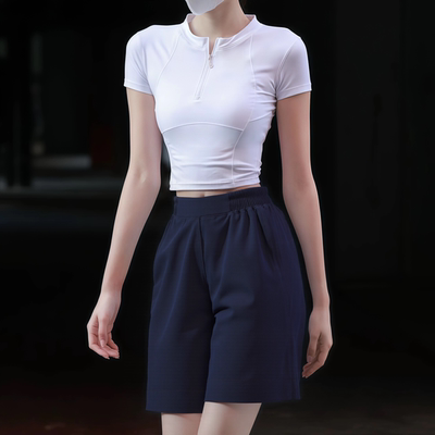 宽松休闲短裤女高腰运动五分裤