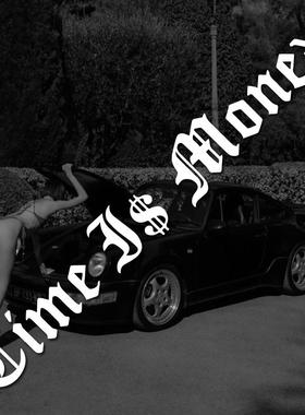 [TIME IS MONEY]一寸光阴一寸金创意英文贴纸镂刻前后挡风侧窗