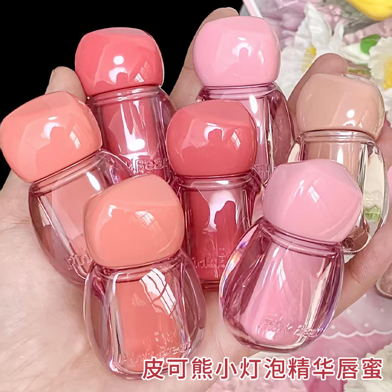 pinkbear皮可熊小灯泡精华唇蜜口红镜面滋润唇部滋润护唇水光唇彩图片