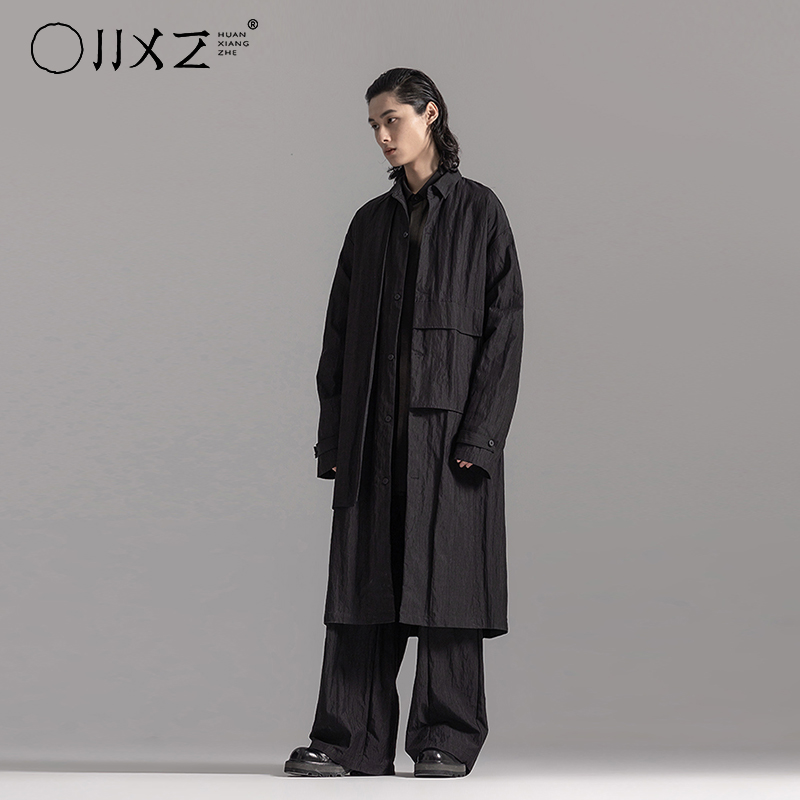 幻象者秋季新款日系原创设计高级感风衣外套男长款休闲工装长衫女