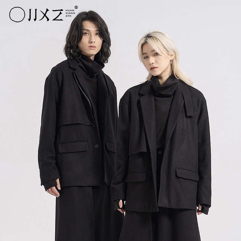幻象者日系复古毛呢西服图片