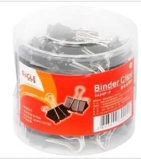 原装正品益而高SA24P-P 15MM黑色长尾夹 (60个/PVC桶) 彩色票夹鱼