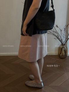 韩系 riva 灰粉A版系带短款半身裙